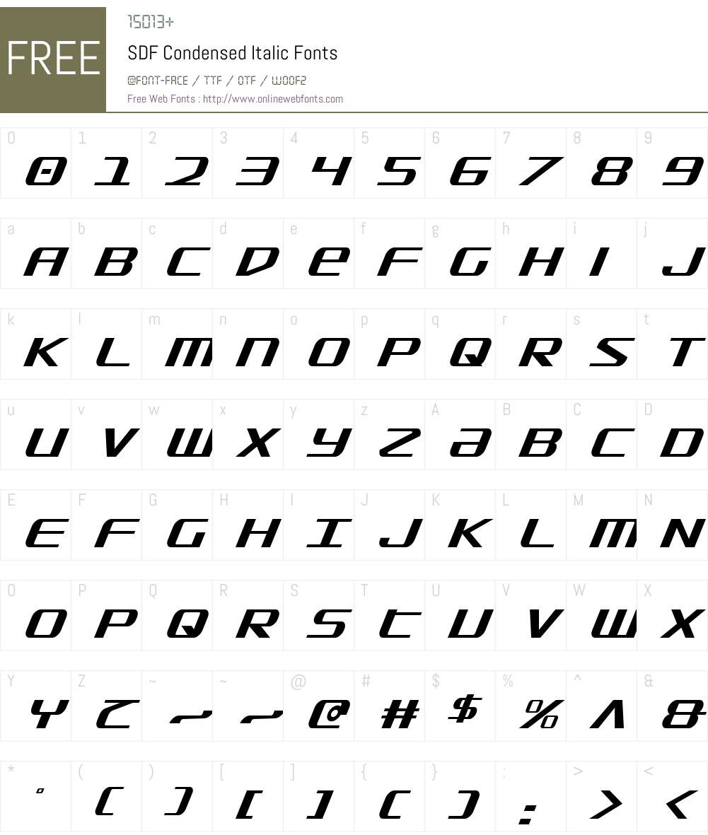 SDF Condensed Italic Font Screenshots