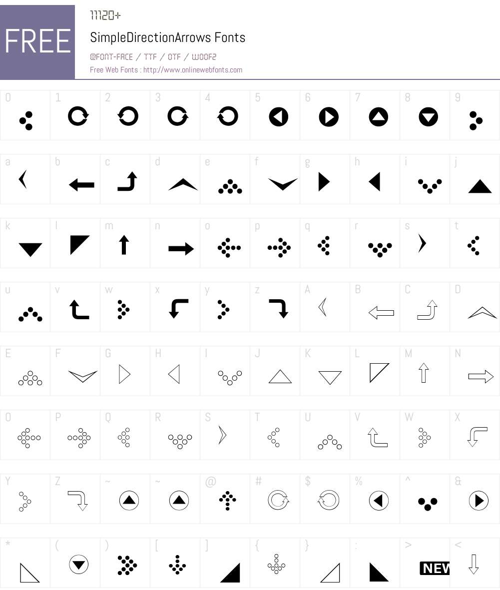 SimpleDirectionArrows Font Screenshots