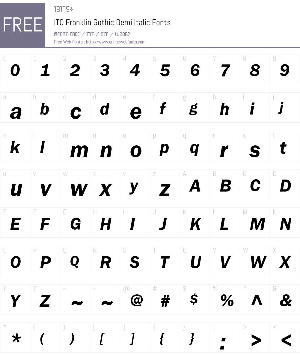 ITC Franklin Gothic Font Screenshots