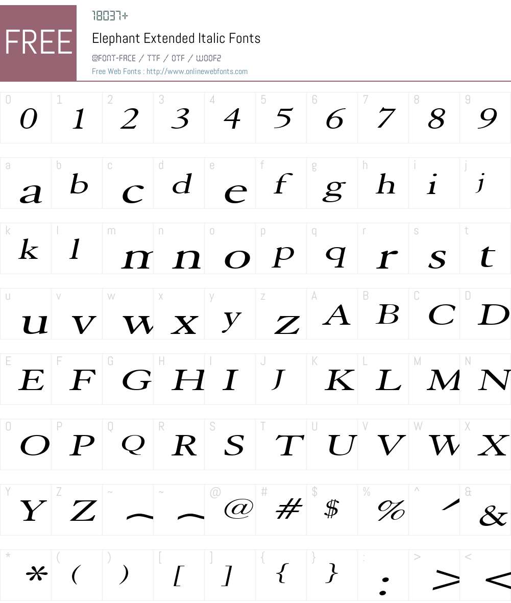 Elephant Extended Font Screenshots