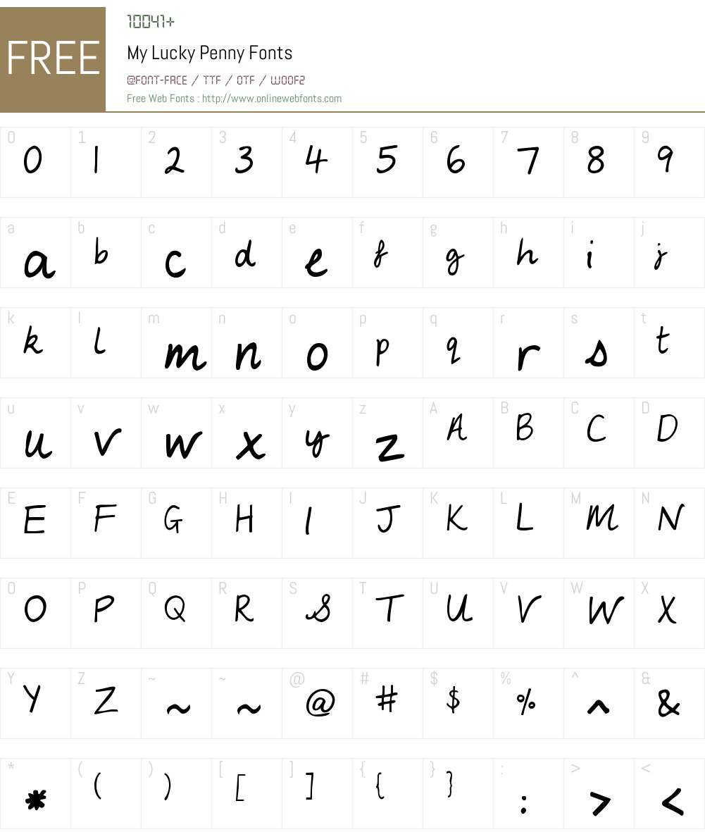 My Lucky Penny Font Screenshots