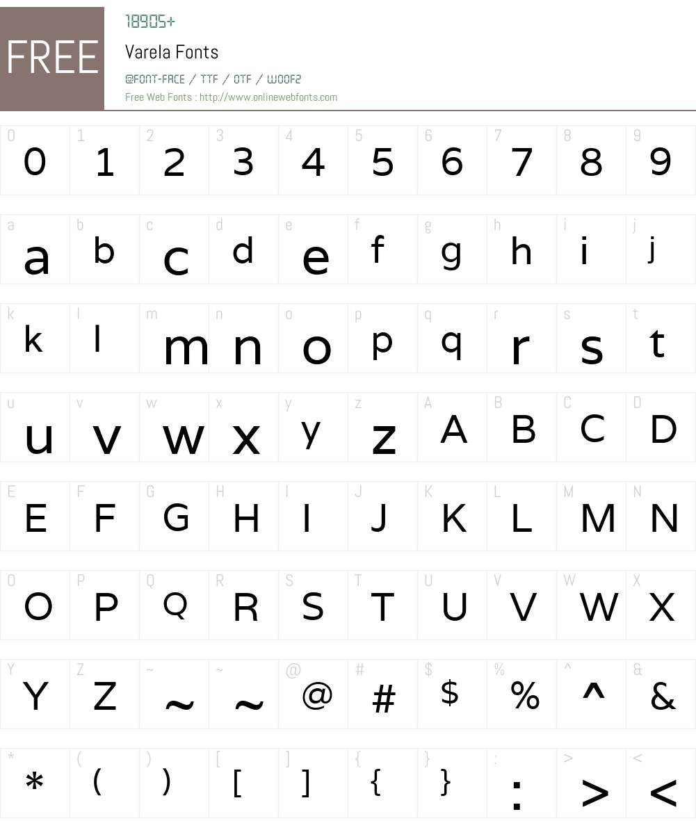 Varela Font Screenshots