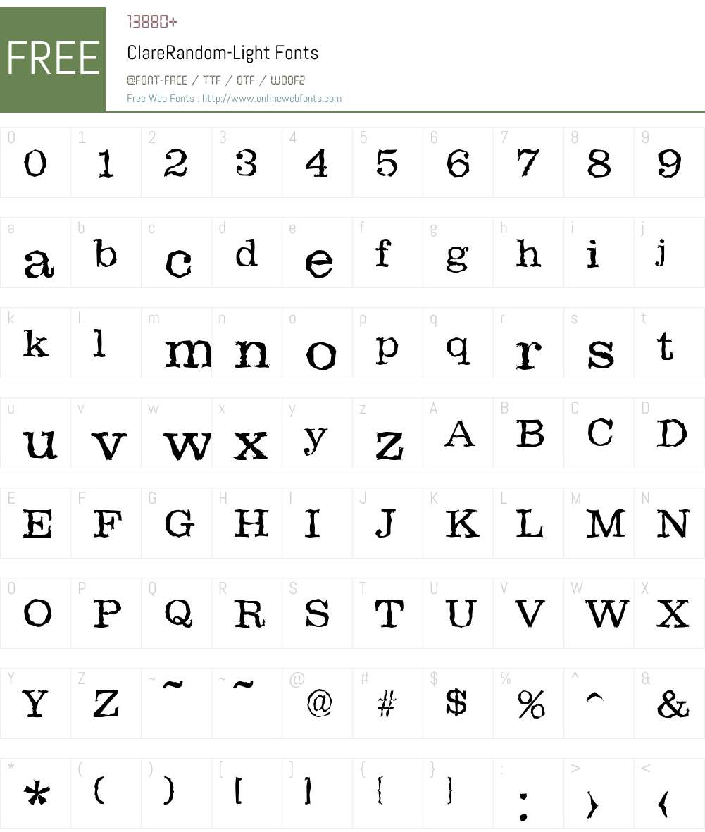 ClareRandom-Light Font Screenshots
