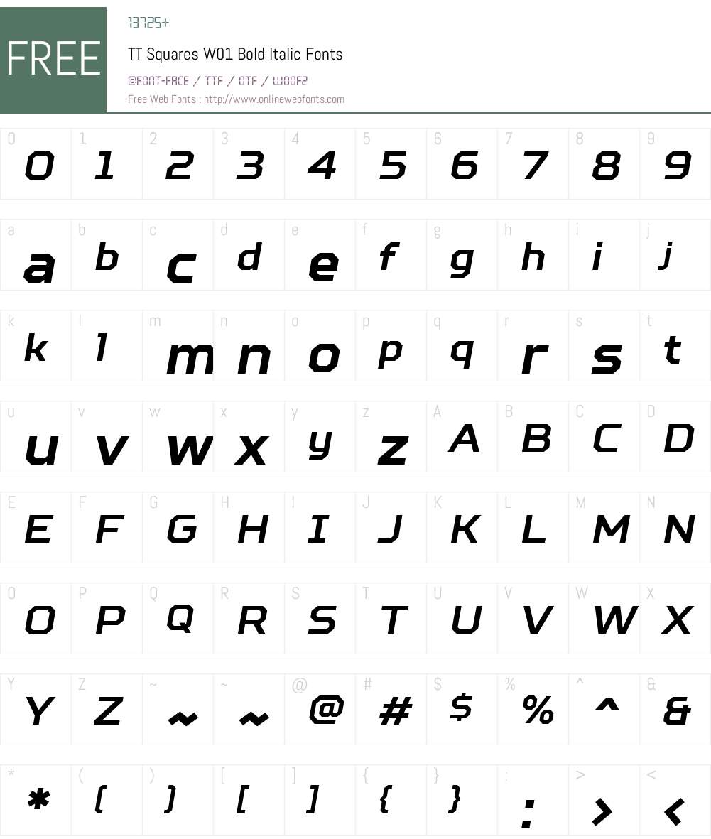 TTSquaresW01-BoldItalic Font Screenshots