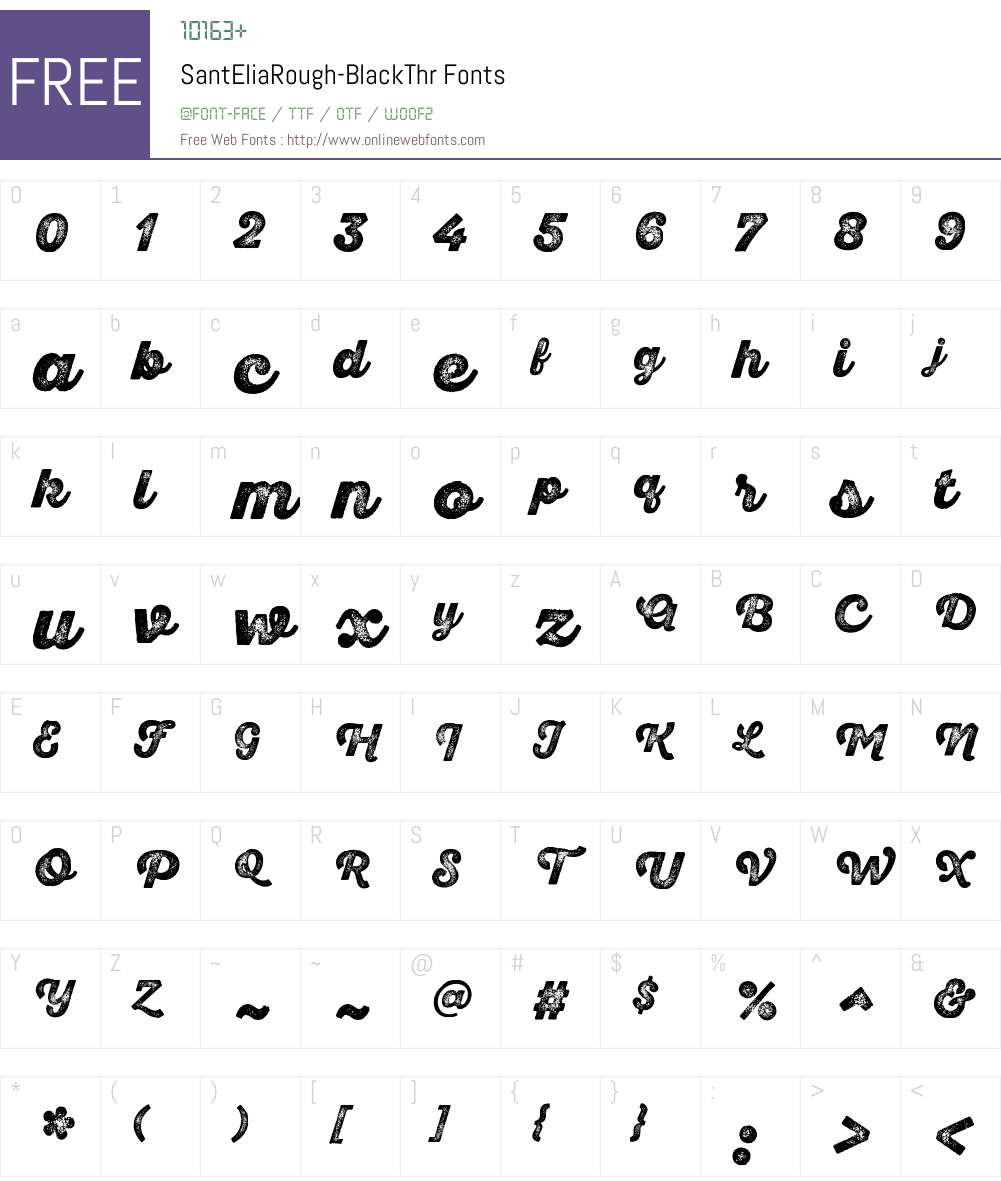 SantEliaRough-BlackThr Font Screenshots