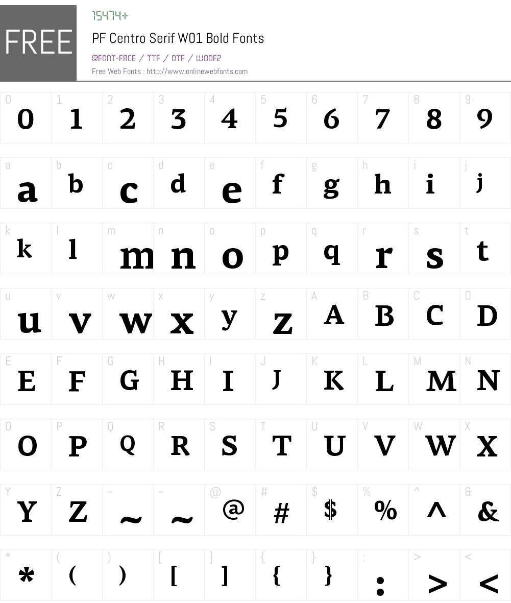 PFCentroSerifW01-Bold Font Screenshots