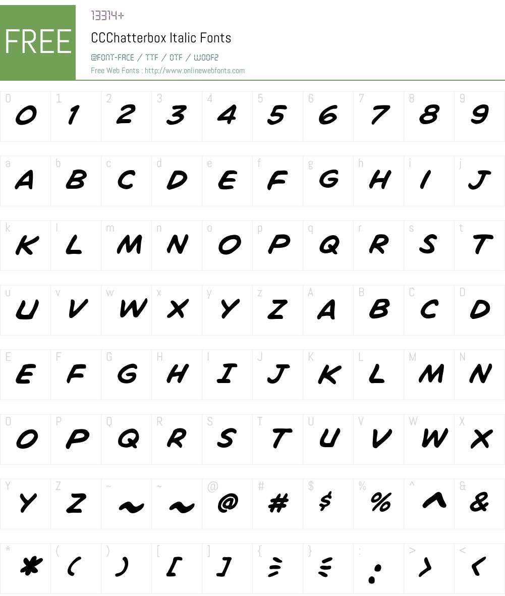 CCChatterbox-Italic Font Screenshots