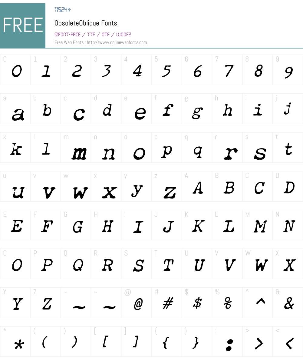 Obsolete Font Screenshots