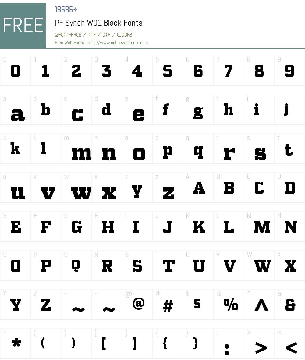 PFSynchW01-Black Font Screenshots