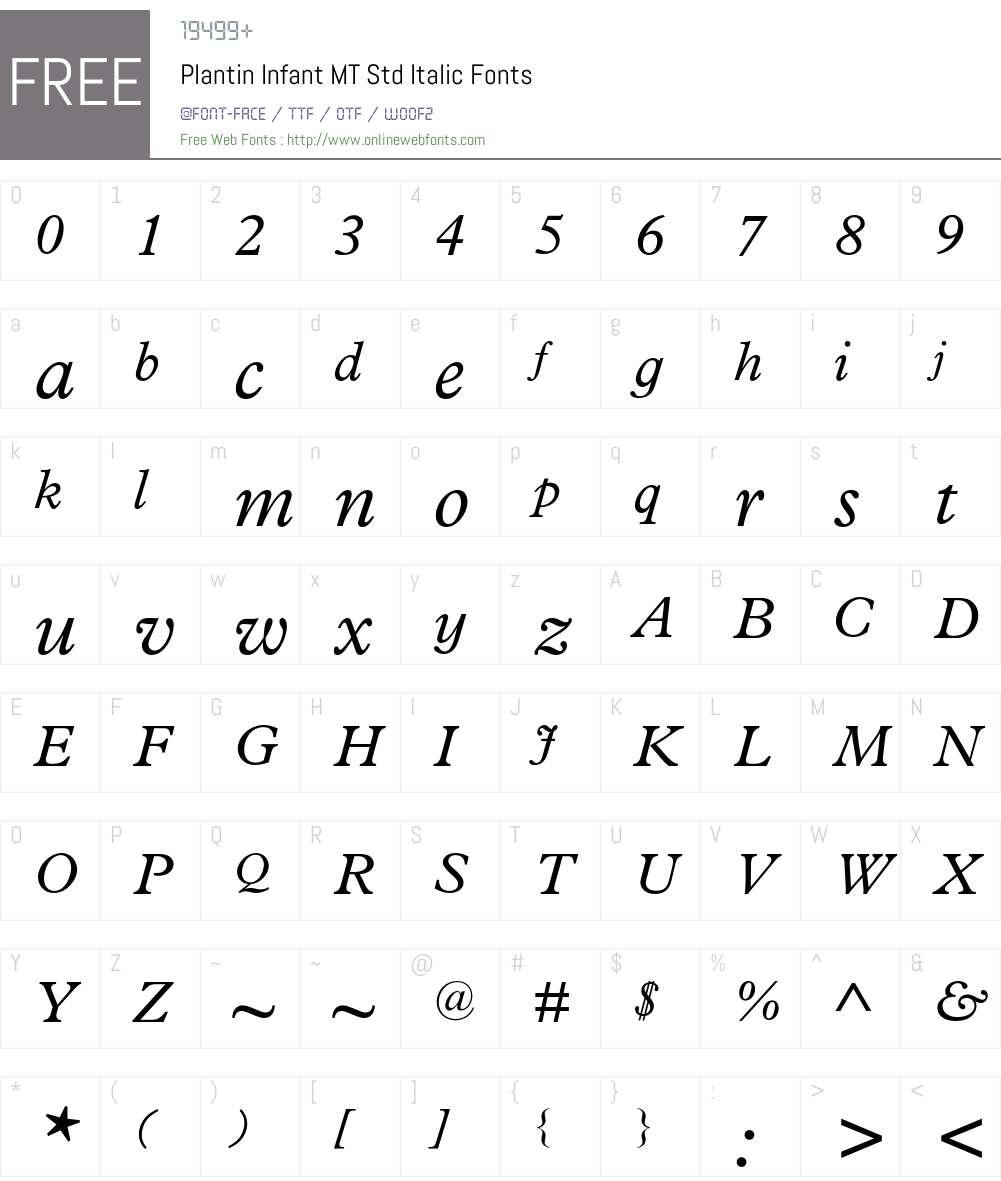 Plantin Infant MT Std Font Screenshots