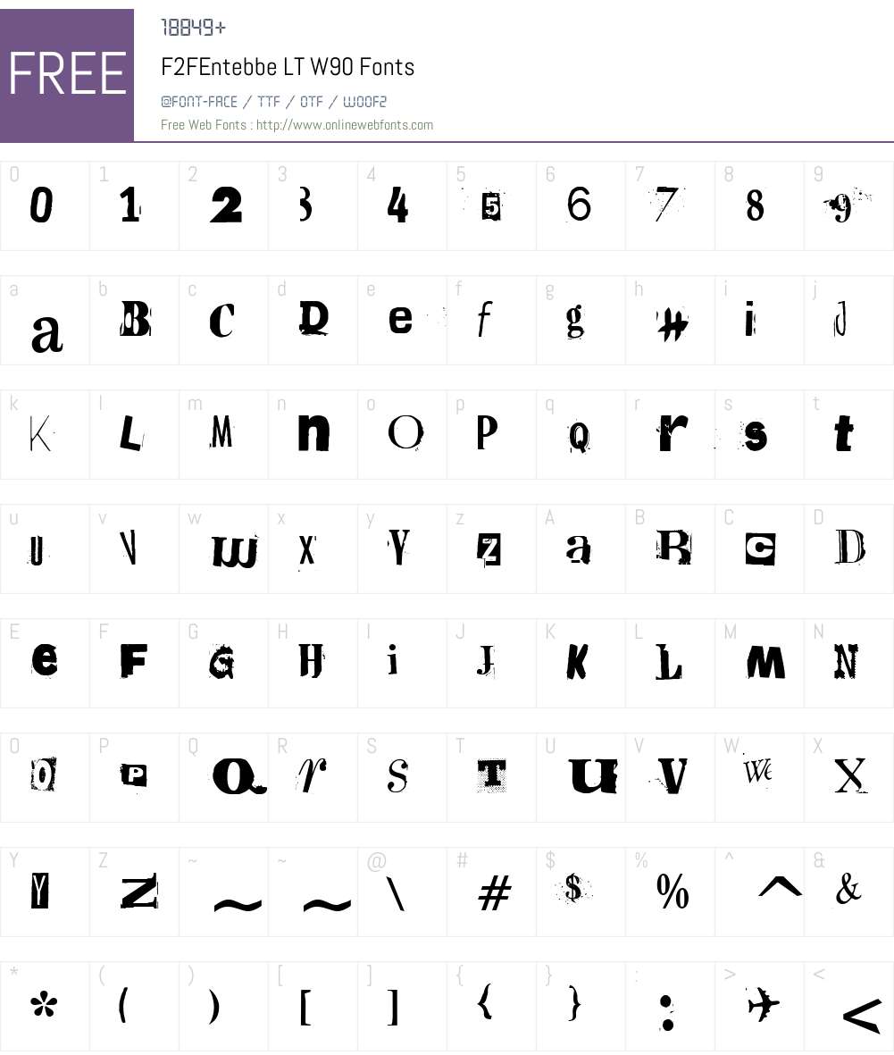 F2FEntebbeLTW90 Font Screenshots