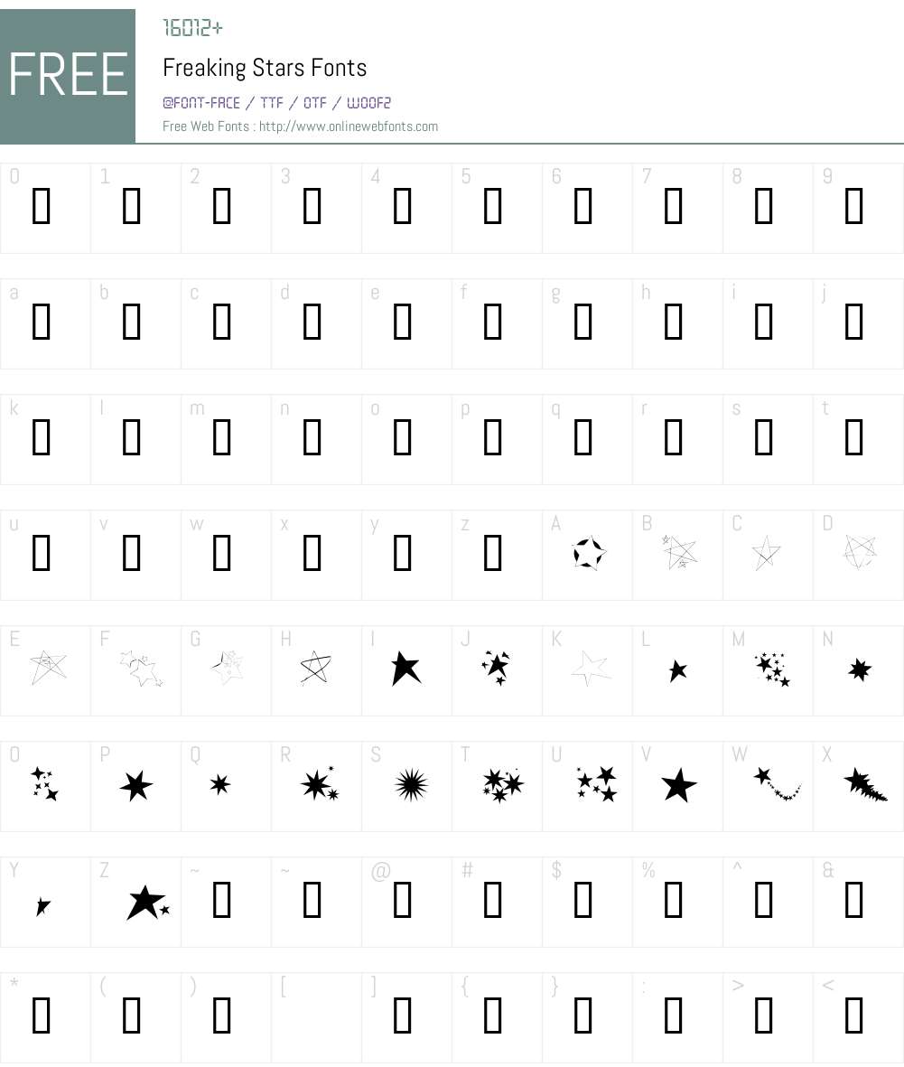 Freaking Stars Font Screenshots