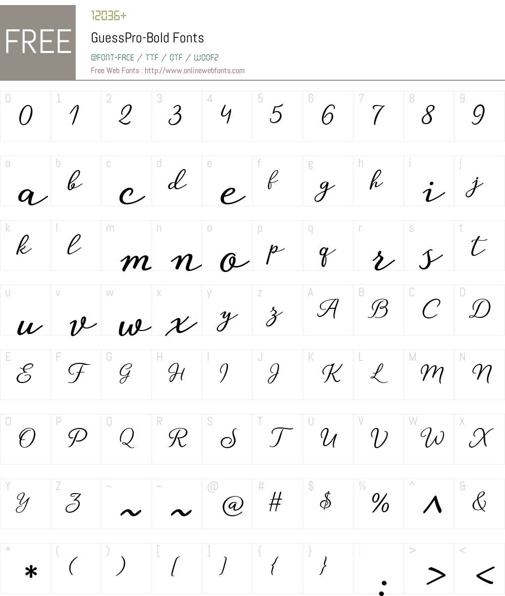 GuessPro-Bold Font Screenshots