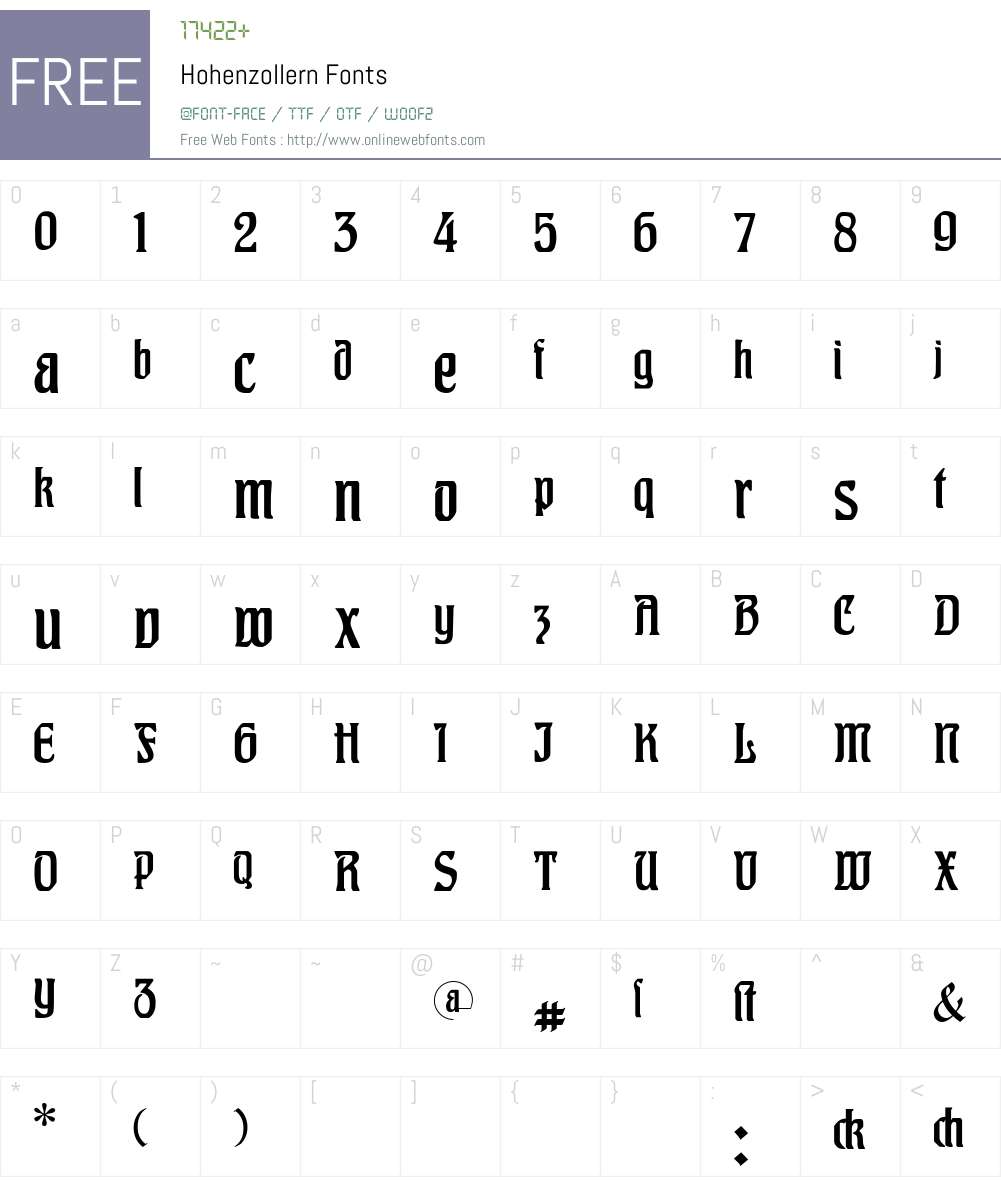Hohenzollern Font Screenshots