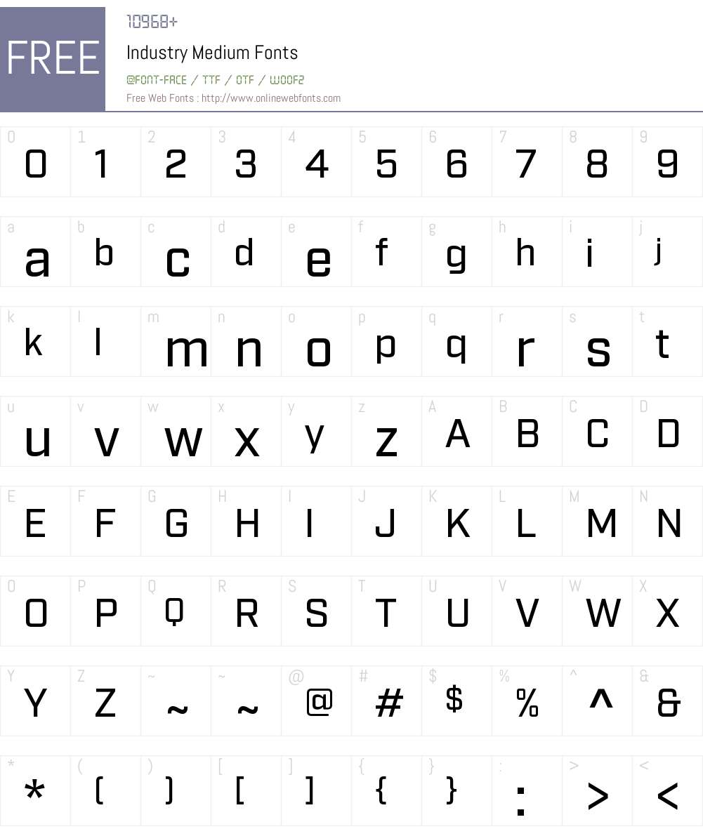 Industry Medium Font Screenshots
