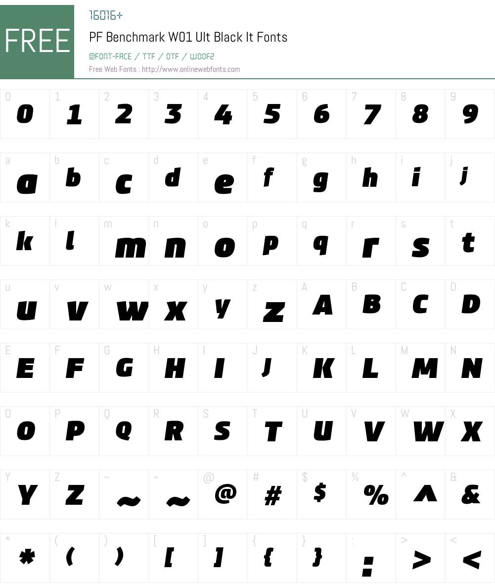 PFBenchmarkW01-UltraBlackIt Font Screenshots