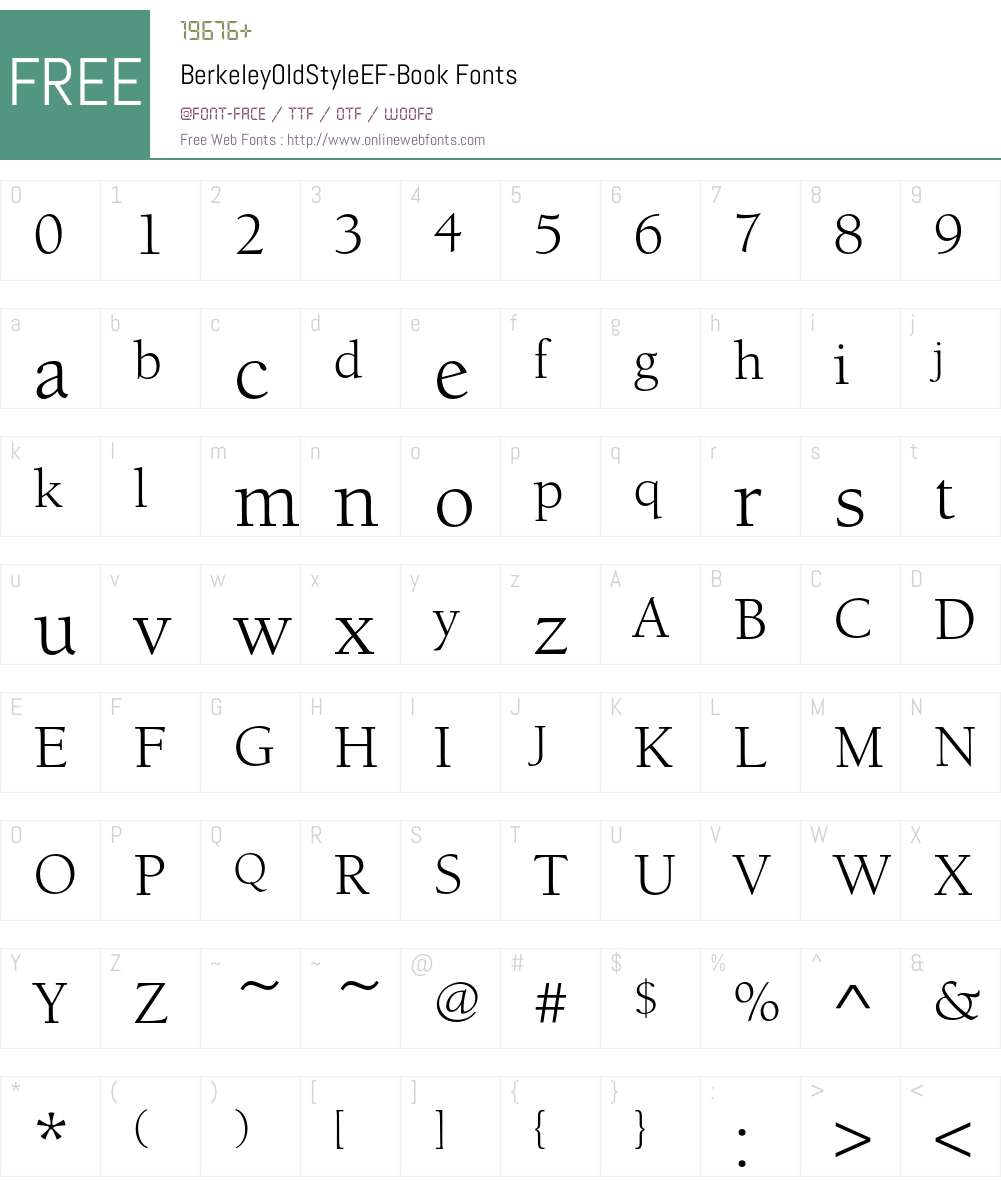 BerkeleyOldStyleEF Font Screenshots