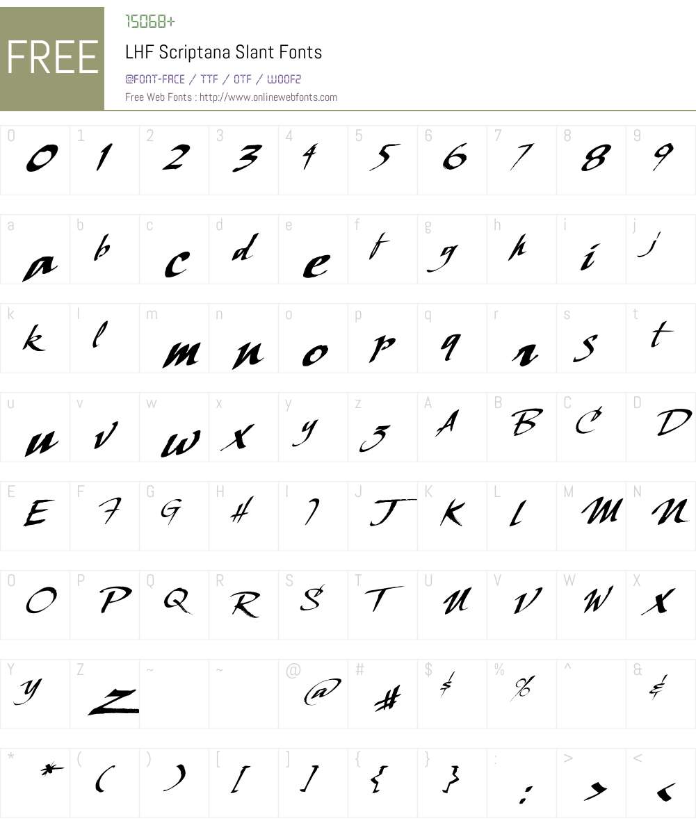 LHFScriptanaSlant Font Screenshots