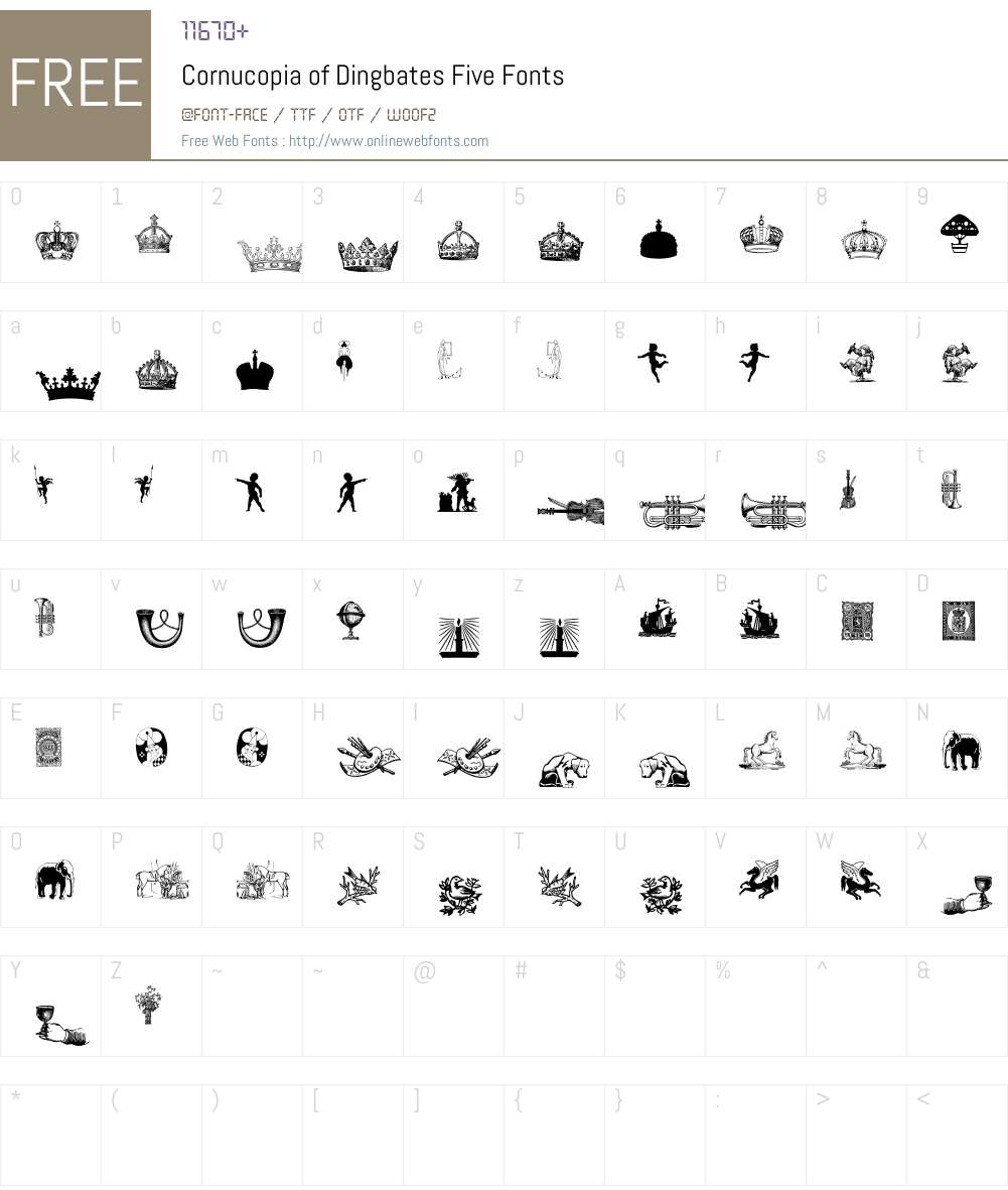 Cornucopia of Dingbates Five Font Screenshots