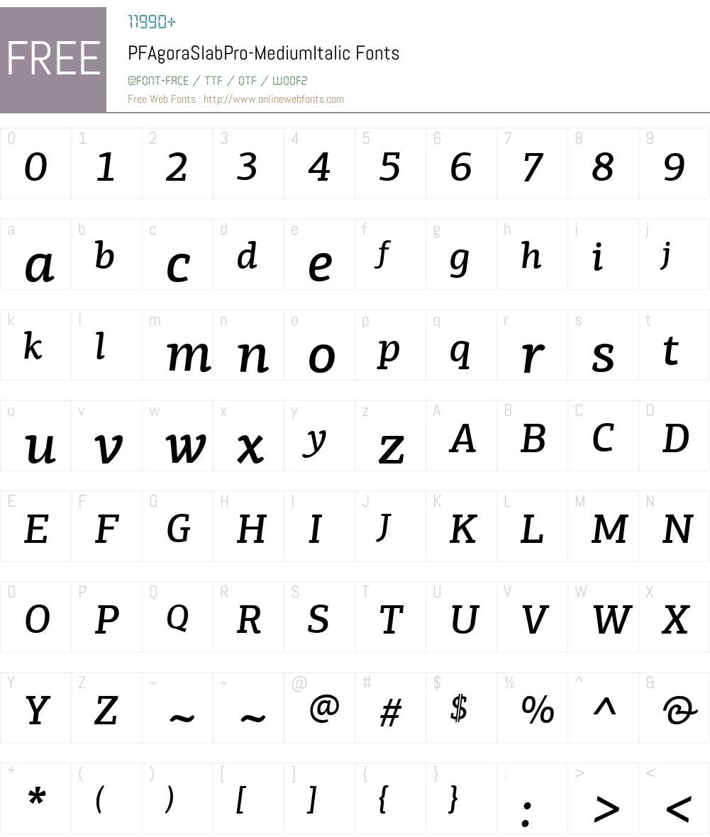PF Agora Slab Pro Medium Font Screenshots