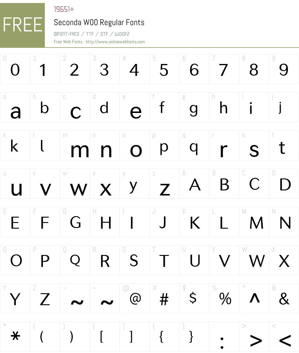 SecondaW00-Regular Font Screenshots