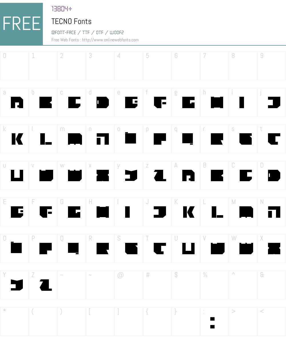 TECNO Font Screenshots