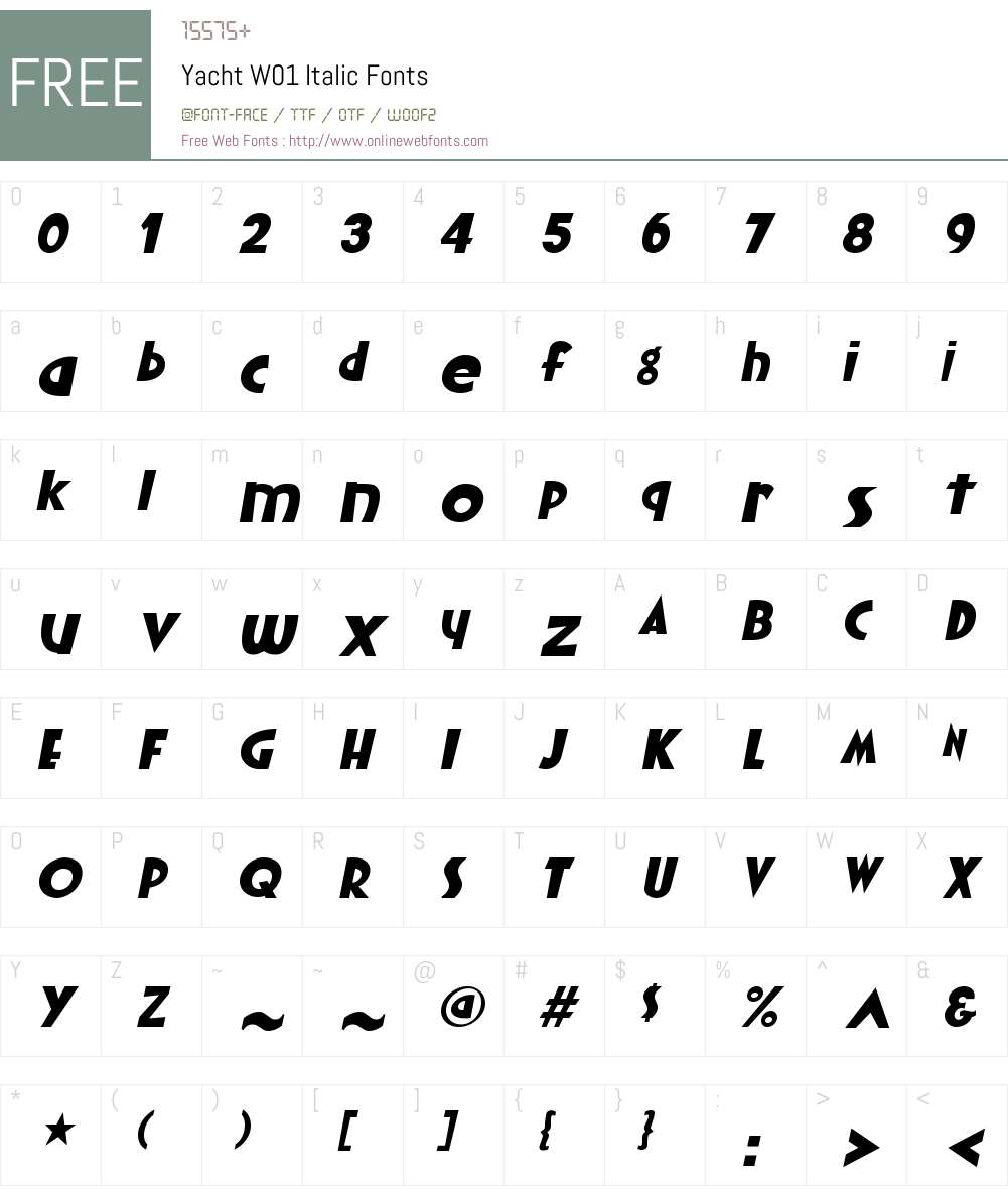 YachtW01-Italic Font Screenshots