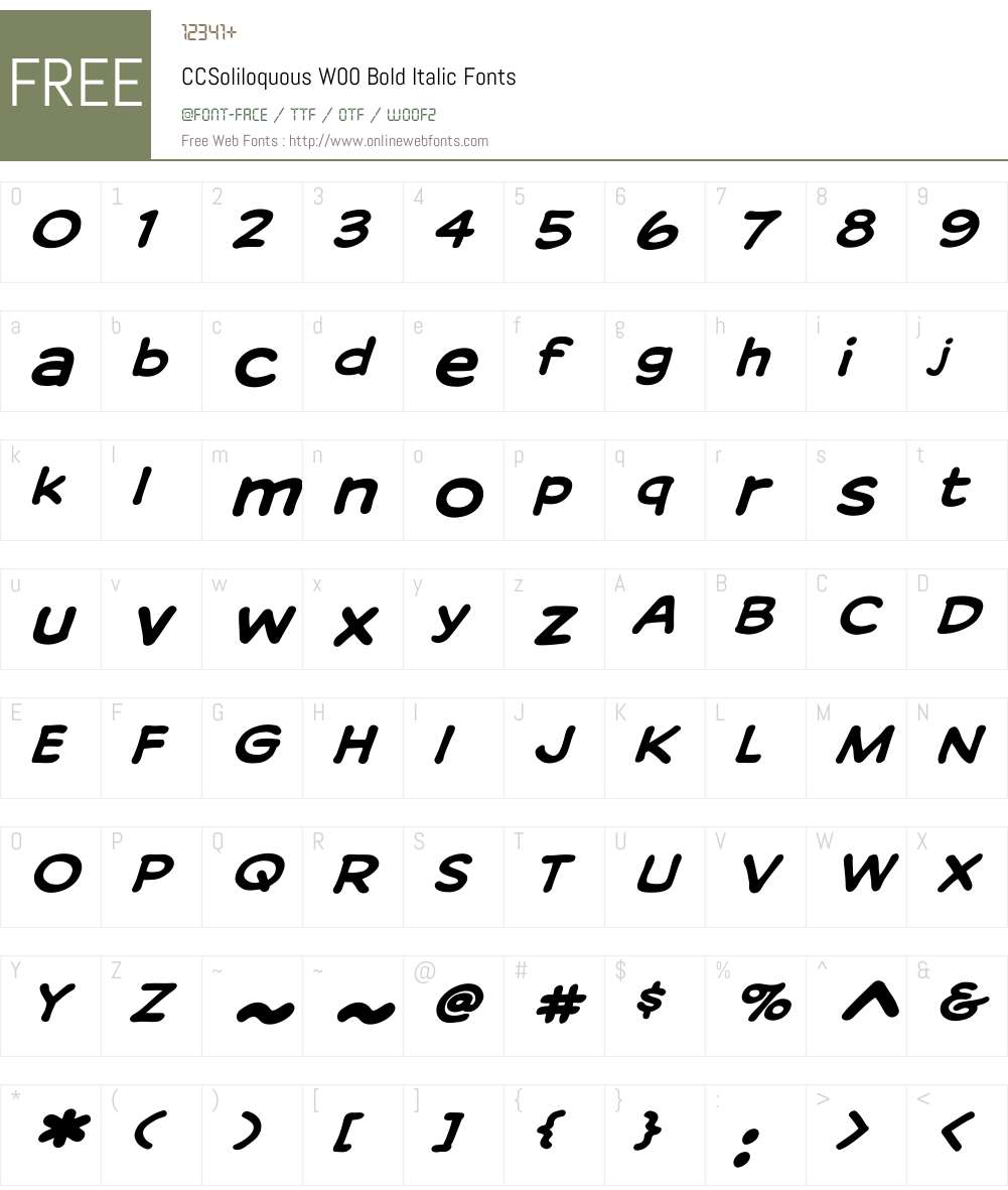 CCSoliloquousW00-BoldIt Font Screenshots