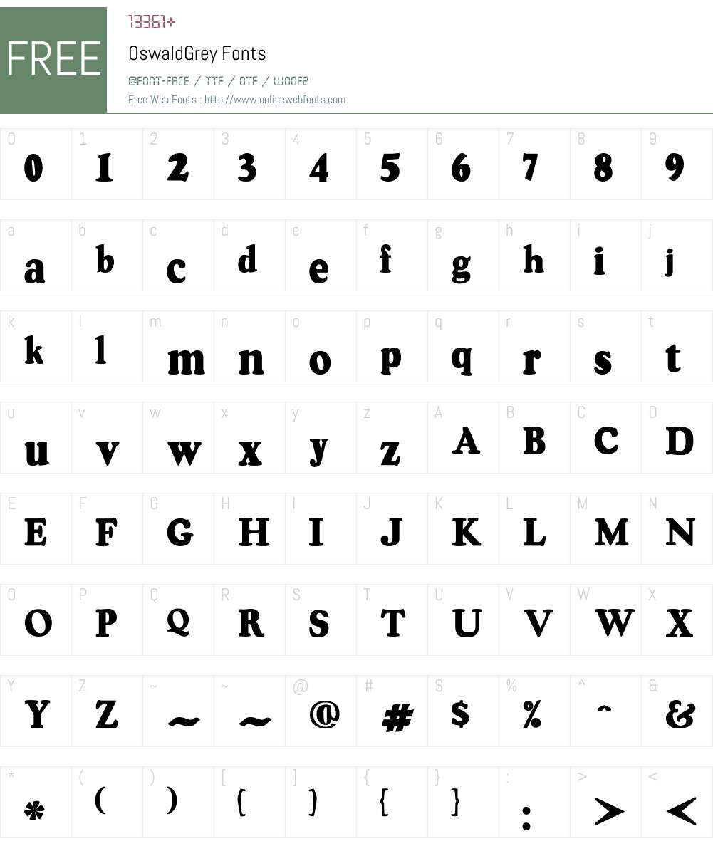 OswaldGrey Font Screenshots