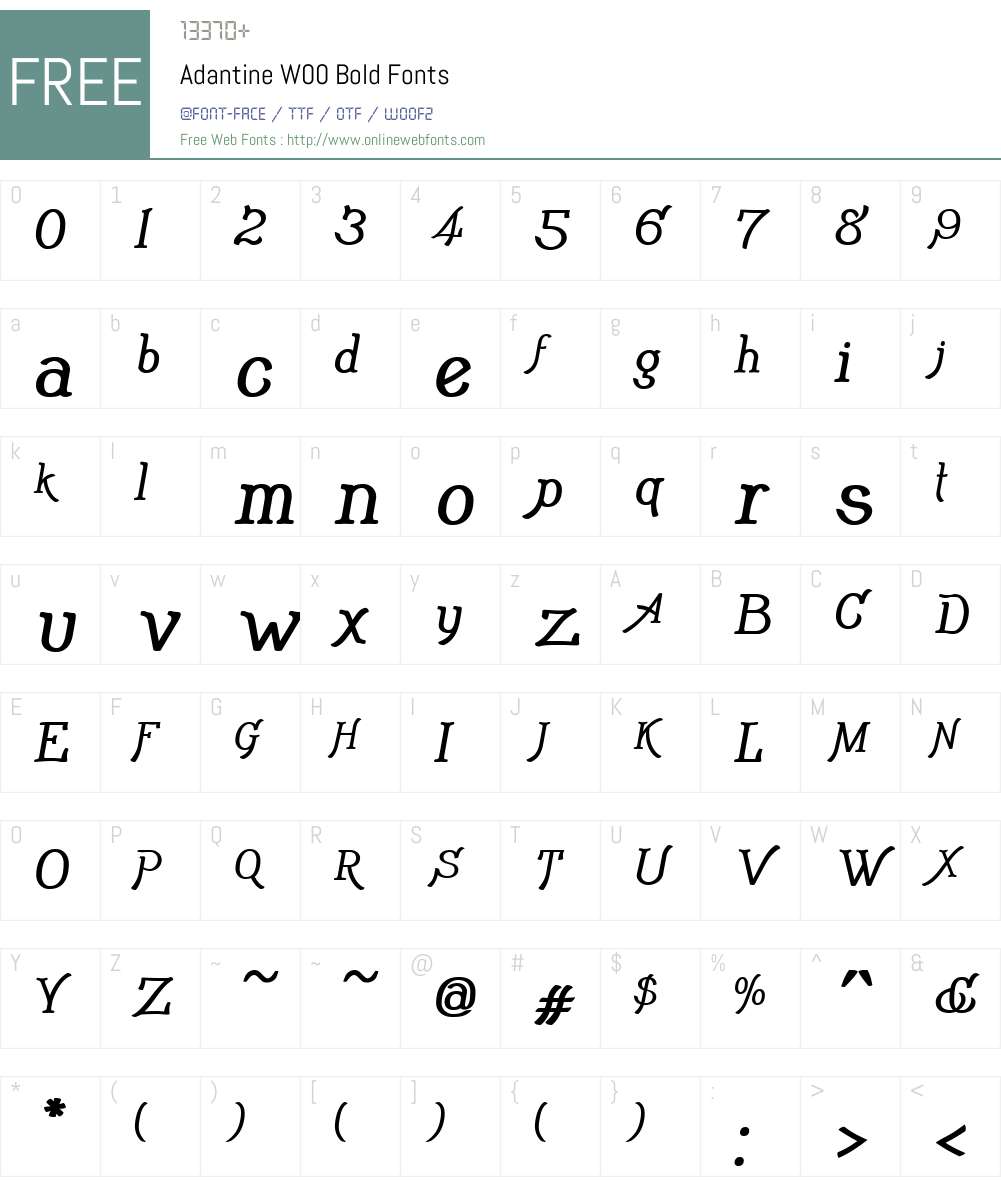 AdantineW00-Bold Font Screenshots