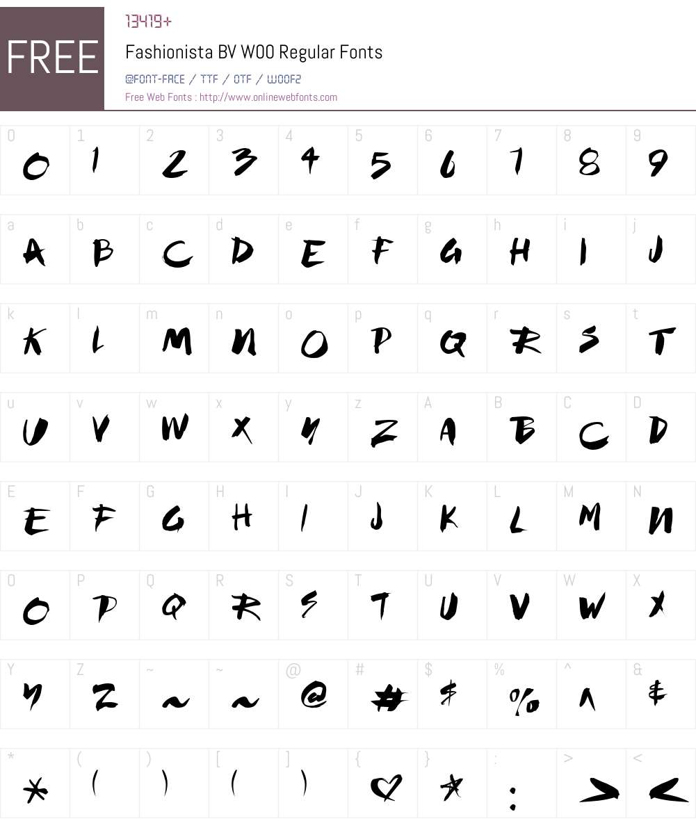 Fashionista BV Font Screenshots