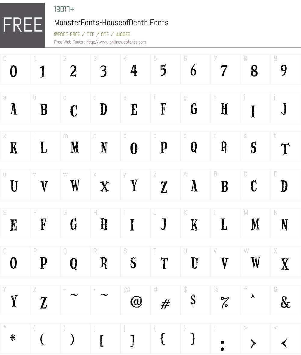 MonsterFonts-HouseofDeath Font Screenshots