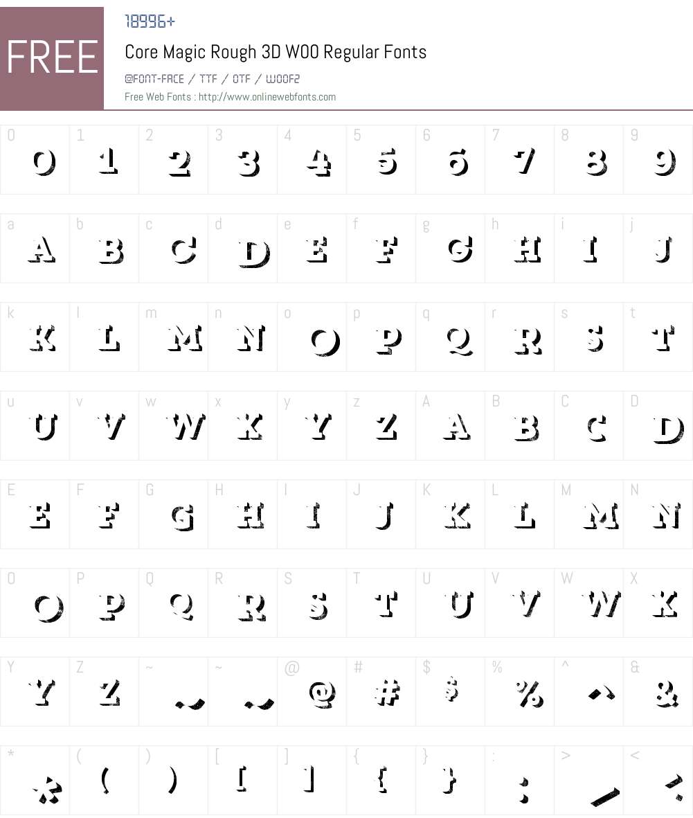 CoreMagicRough3DW00-Regular Font Screenshots