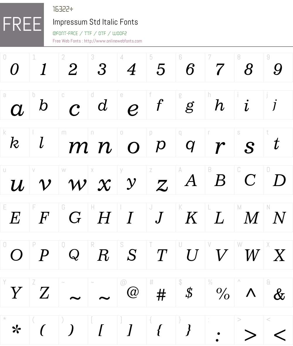 Impressum Std Font Screenshots