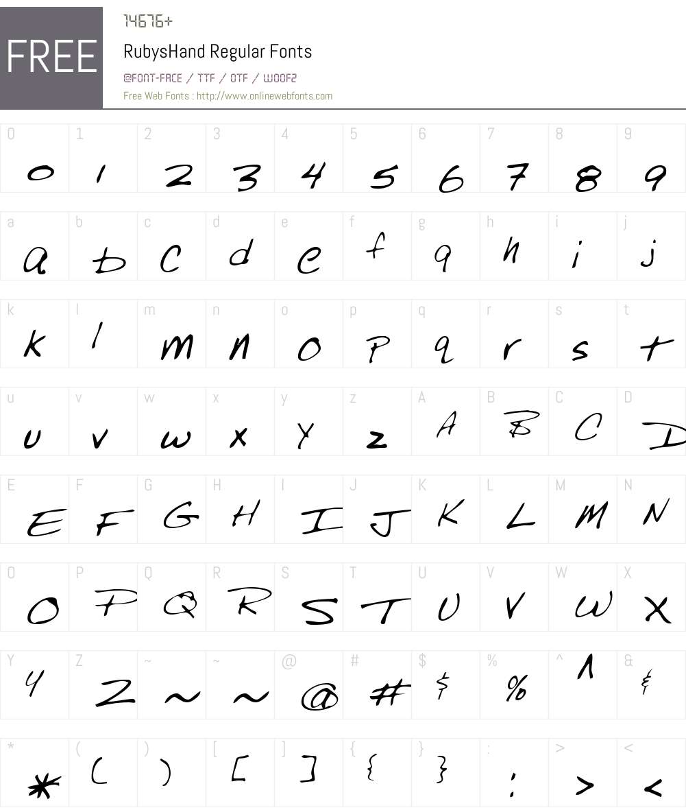RubysHand Font Screenshots