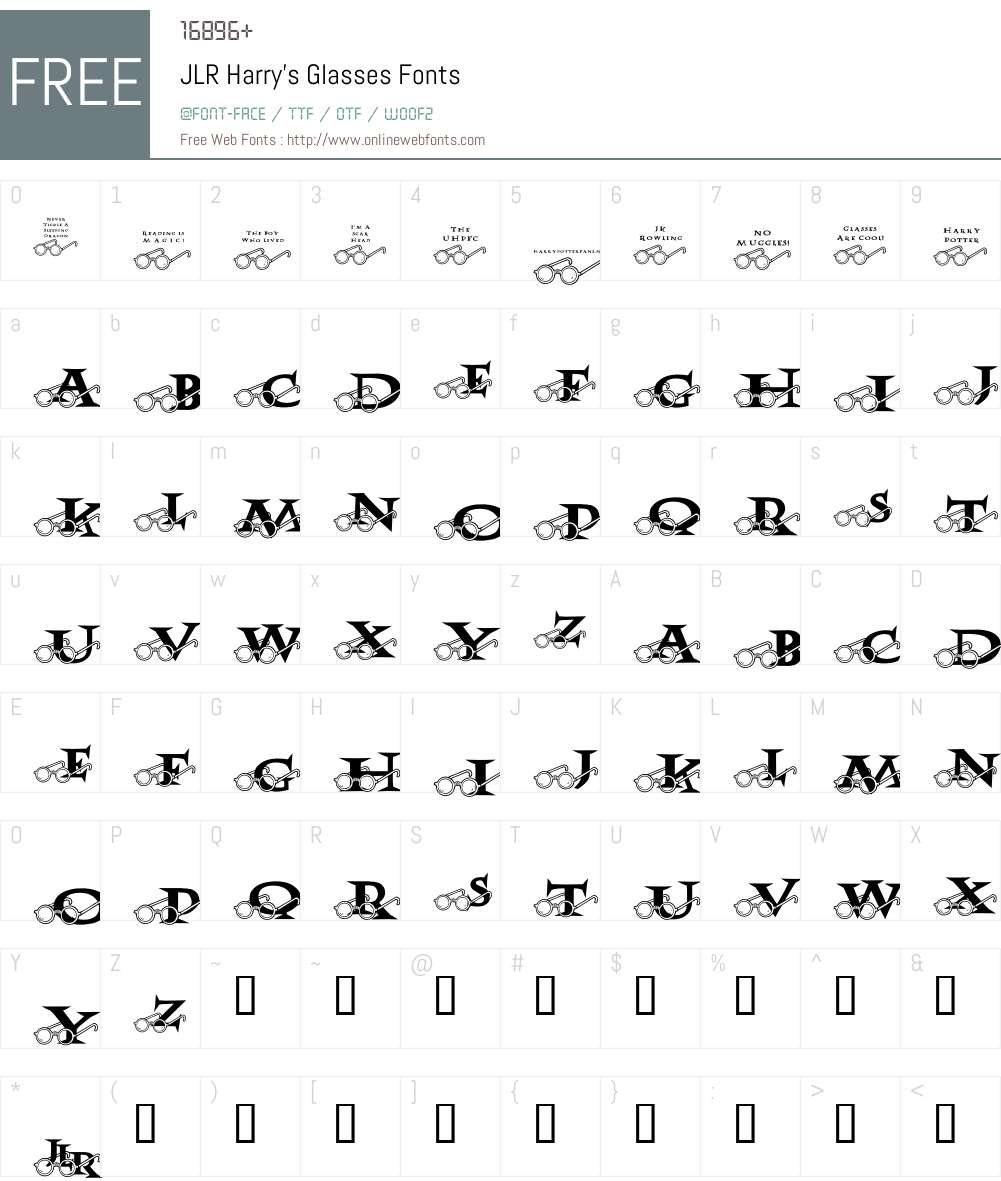 JLR Harry's Glasses Font Screenshots