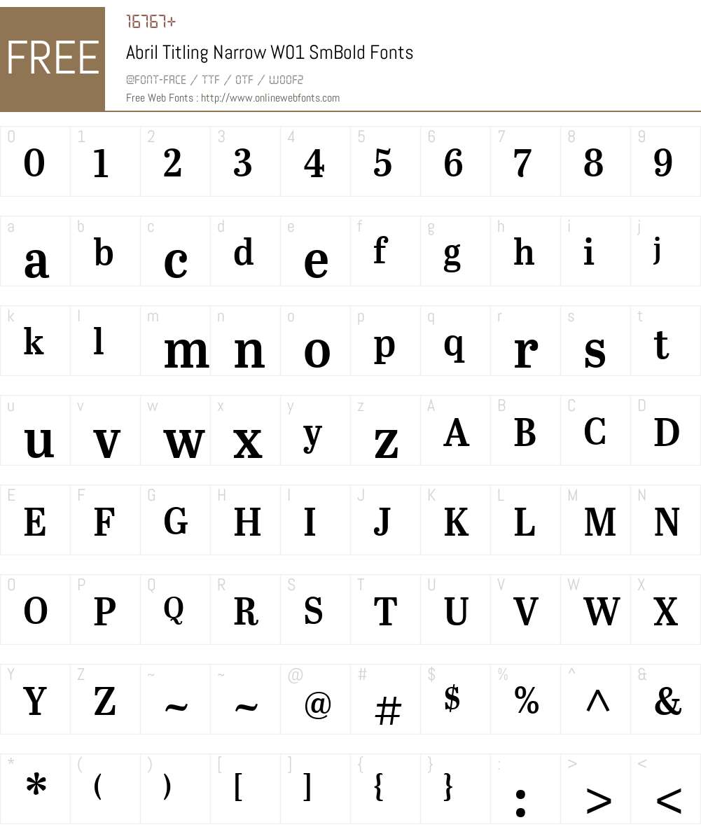 AbrilTitlingNarrowW01-SmBd Font Screenshots