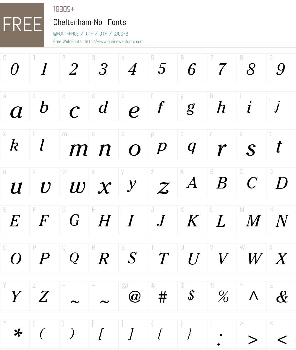 Cheltenham-No i Font Screenshots