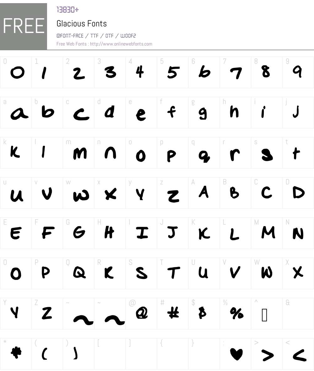 Glacious Font Screenshots