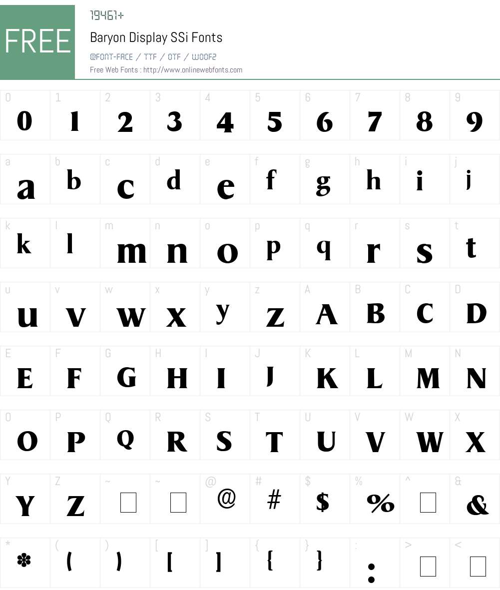Baryon Display SSi Font Screenshots