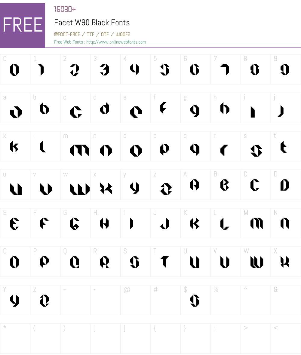 FacetW90-Black Font Screenshots