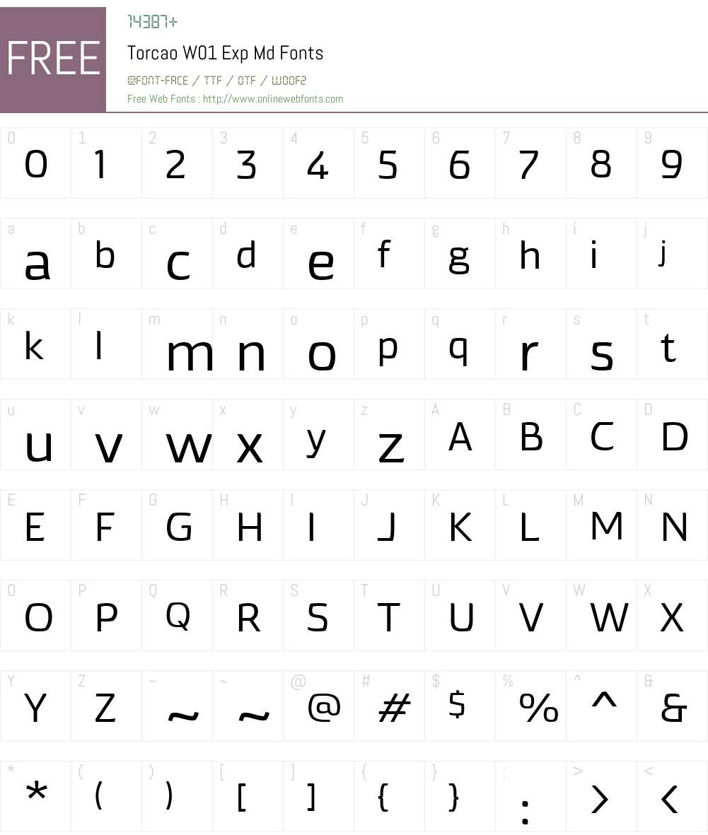 TorcaoW01-ExpMd Font Screenshots