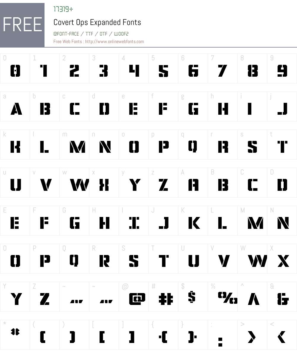 Covert Ops Expanded Font Screenshots
