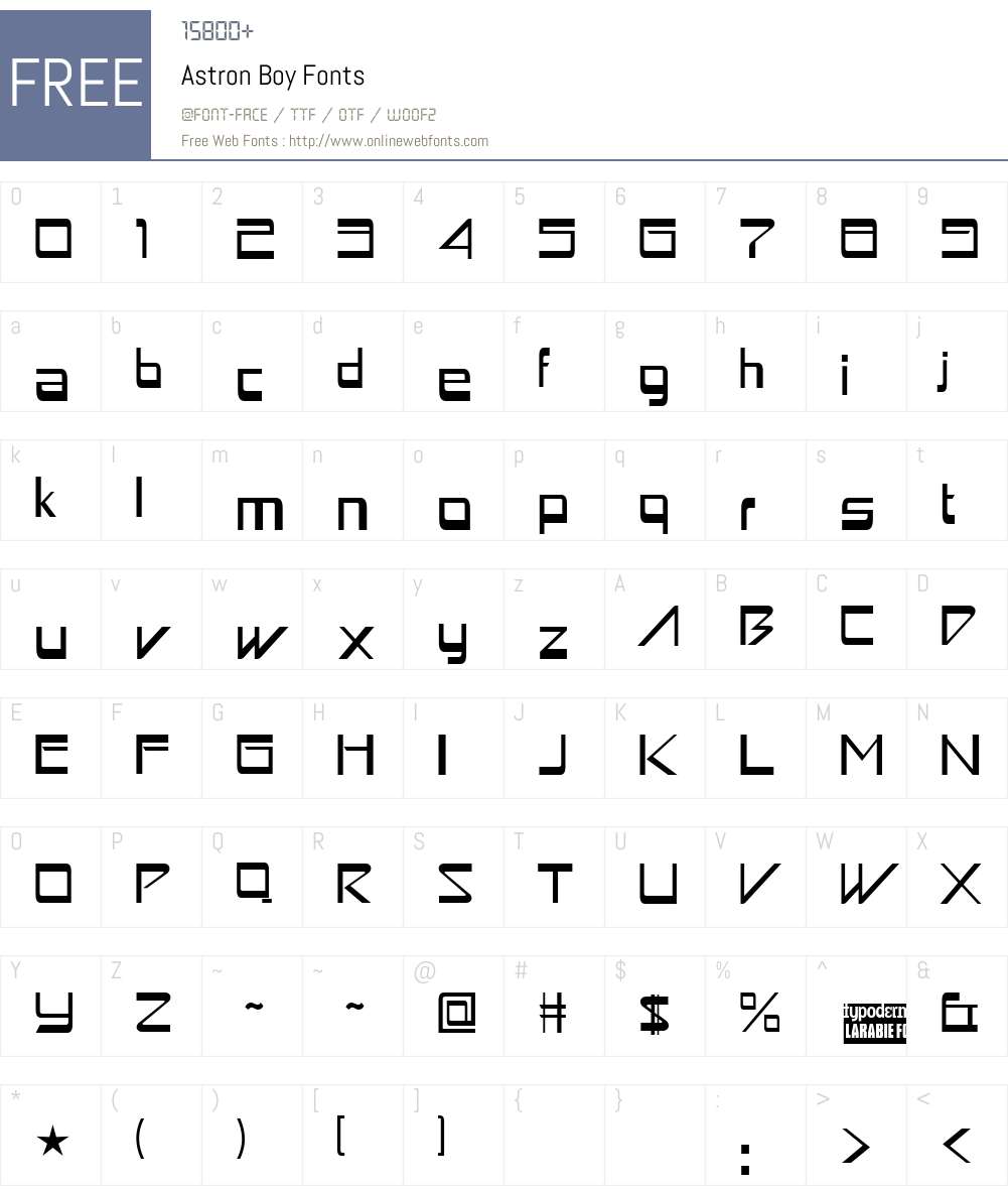 Astron Boy Font Screenshots