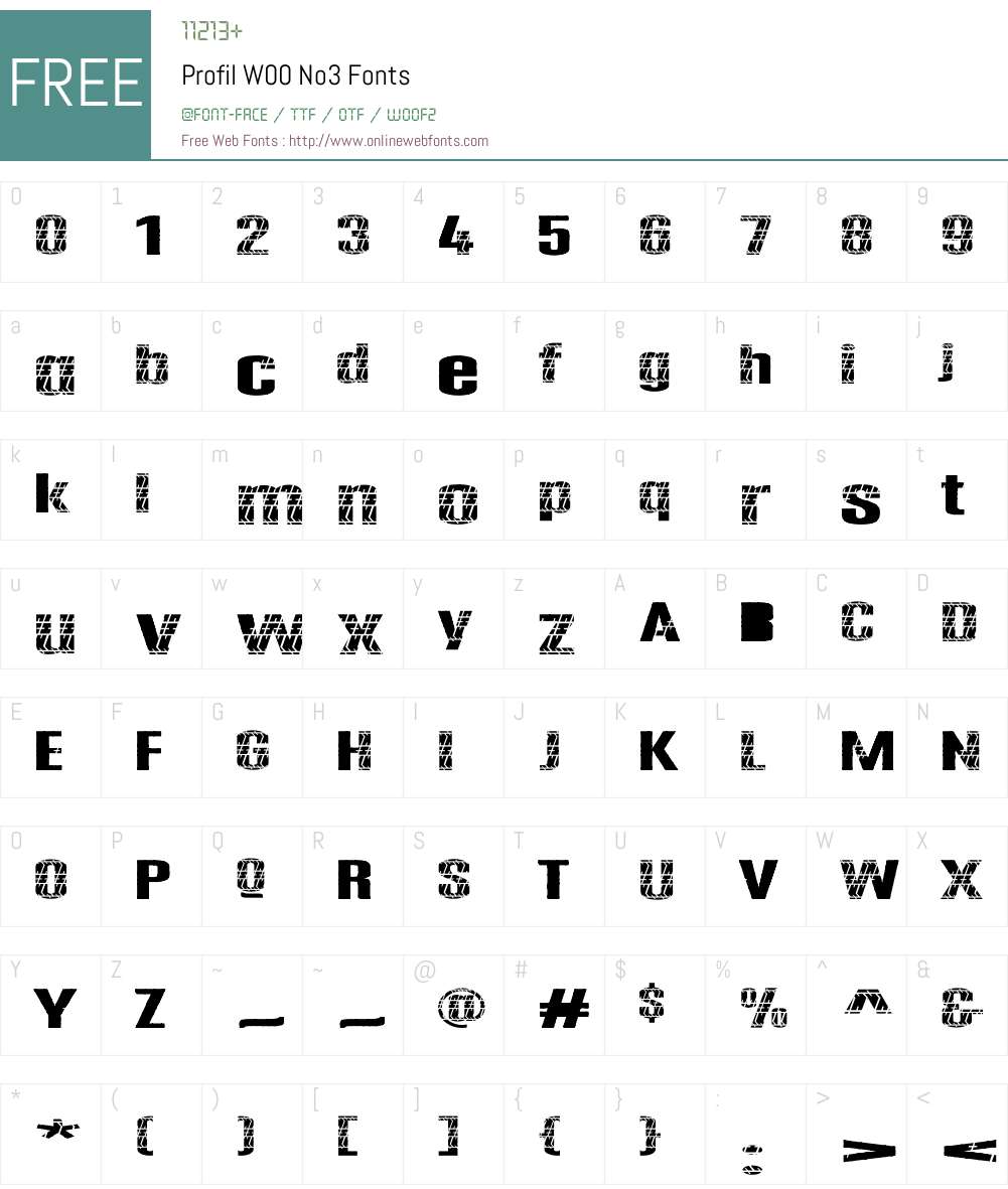 ProfilW00-No3 Font Screenshots