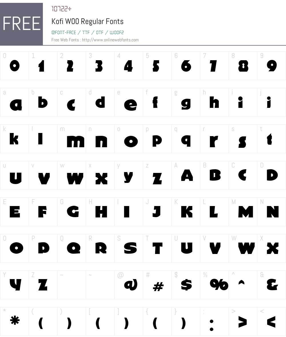 KofiW00-Regular Font Screenshots