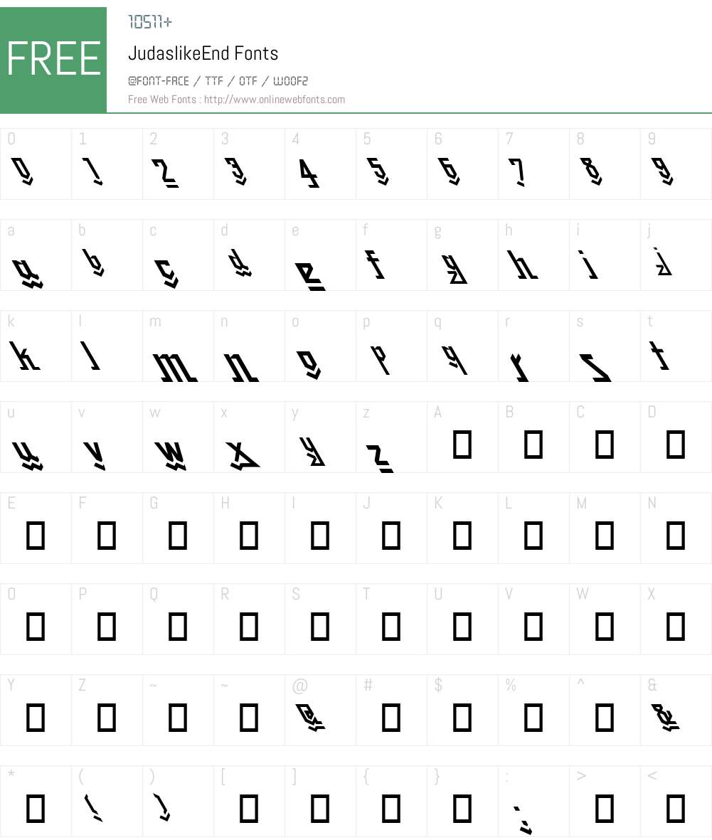 JudaslikeEnd Font Screenshots