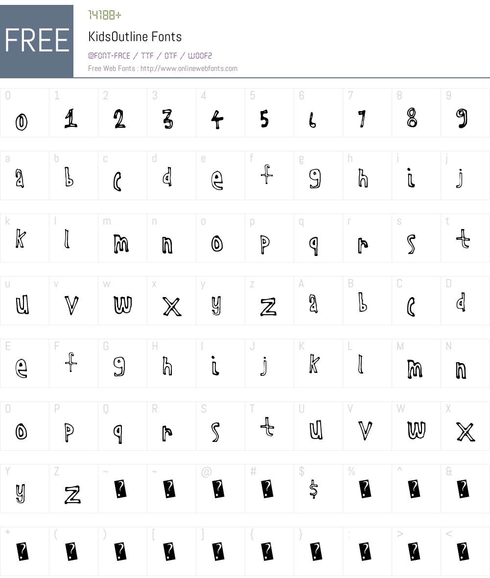 KidsOutline Font Screenshots