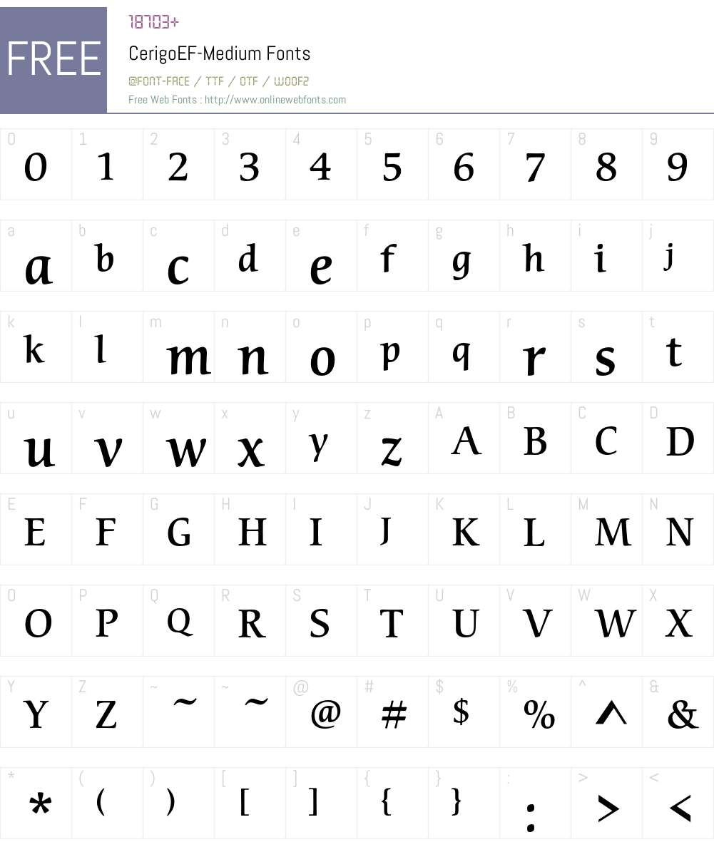 CerigoEF Font Screenshots