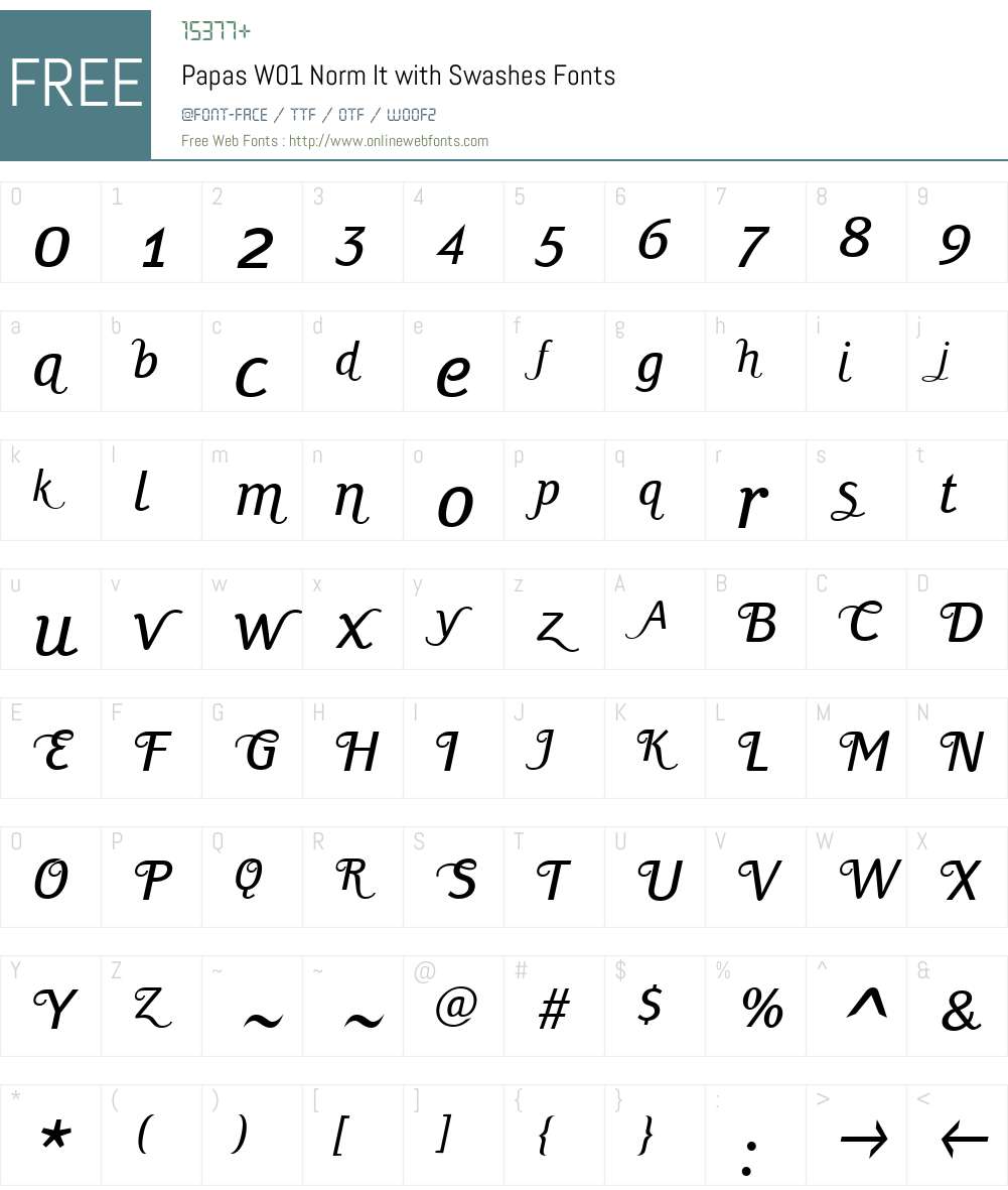 PapasW01-NormItwithSwashes Font Screenshots